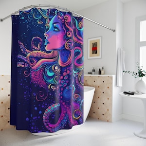 Aquatic Medusa - Oceanic Elegance Shower Curtain - Bathroom Decor, Nautical Theme, Gift for Sea Lovers, Unique Bathroom Accessories