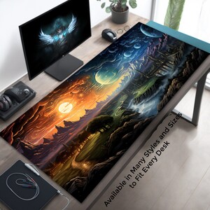 Tapete de juego Mystic Alien Kingdom, tapete de escritorio o tapete de juego o alfombrilla de ratón para jugadores y amantes de la fantasía, extra grande, mediano, pequeño, redondo