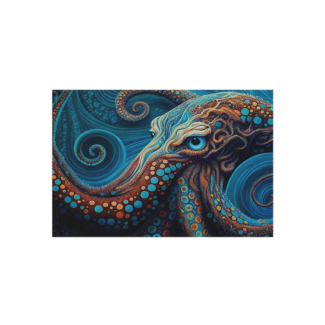 Outdoor Rug, Dazzling Octopus, Entryway Rug, Octopus Rug, Kraken Rug, Fantasy Rug Etsy