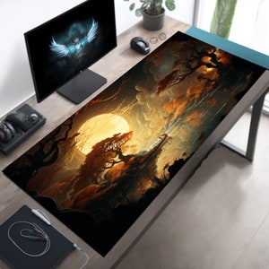 Full Moon Delight, Cute Desk Decor, Aesthetic Mousepad, Game Table Setup, Gamer Mousepad XL, Custom Mouse Pad, Gaming Desk Mat