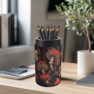 Mushroom Art Pencil Holder - Desk Decor - Toothbrush Holder - Pencil Can - Desk Organizer - Mushroom Pencil Cup - Dark Cottagecore