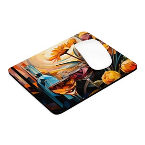 Weinliebhaber Kleines Mauspad, rundes Mousepad, kleines Mousepad, Kunst im kubistischen Stil, niedliches Mauspad, ästhetische Mausmatte