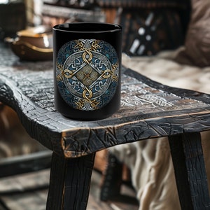 Celtic Knot Coffee Mug, 15oz, Black Coffee Cup, Celtic Tea Cup, Custom Coffee Mug