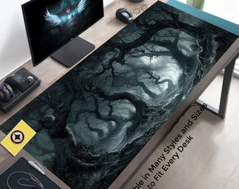 Dreary Forest Mousepad XL, Desolate Woodland Desk Mat, Moody Gothic Desk Decor, Grim Mouse Pad XXL, Horror Desk Decor, Goth Gifts