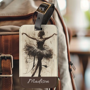 Etiqueta personalizada de bolsa de baile - Etiqueta de equipaje de bailarina - Etiqueta de bolsa de ballet - Regalos de ballet - Regalo para bailarina - Etiqueta de viaje - Etiqueta de bolsa de pañales