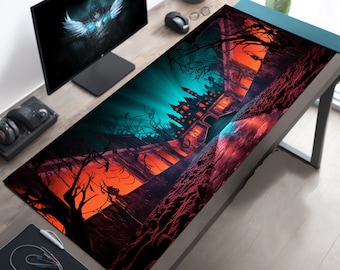Horror Desk Decor: Creepy Trippy Passageway to Gothic Manor, Scary Desk Mat, Horror Mouse Pad, Movie Style Mousepad