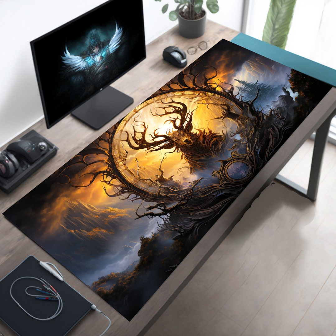 Viking Stag Playmat, Viking Play Mat, Gaming Desk Mat, Gamer Mousepad