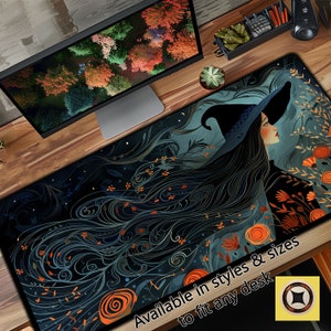 Garden Witch Mousepad, Witchy Desk Decor, Witch Desk Mat Mouse Pad