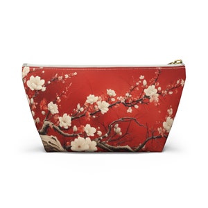 Tiefrote Japanische Reise-Make-up-Tasche, Sakura Kosmetiktasche, Japan Make-up Tasche, süße Stiftetasche, Zubehörtasche, Geschenk für sie