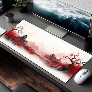 Tappetino da scrivania estetica cinese in rosso e nero