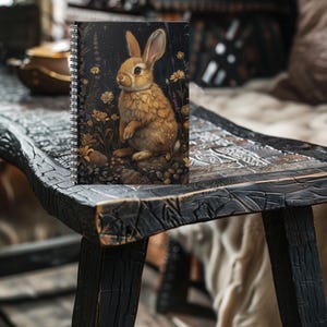 Dark Cottagecore Bunny Rabbit Personal Ruled Line Notebook - Useful as Personal Journal or Diary or For Notes or Grocery Lists image 2