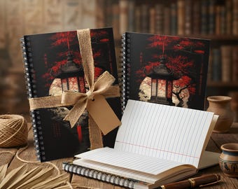 Japanische Laterne, Sakura Moon Personal Journal - Japanisches Tagebuch - Spiralgebundenes Notizbuch mit 118 90gsm Seiten, 300gsm Cover