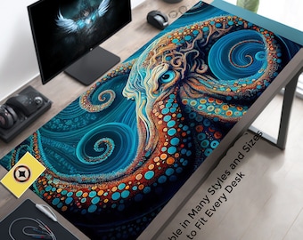 Large Mouse Pad, Dazzling Octopus Large Desk Mat, XL Desk Pad, Cute Mousepad, Aesthetic Desk Protector, Kawaii Deskmat