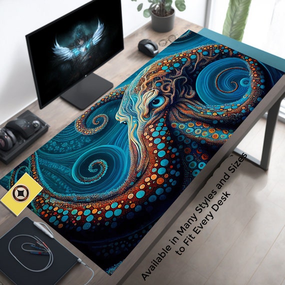 Large Mouse Pad, Dazzling Octopus Large Desk Mat, XL Desk Pad, Cute Mousepad, Aesthetic Desk Protector, Kawaii Deskmat