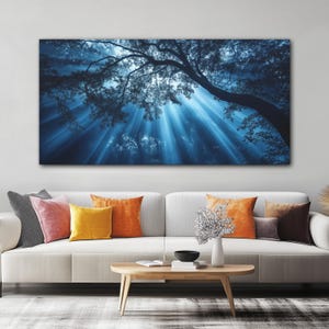 Raggi di luna nella foresta inquietante - Stampa artistica gotica su tela tesa per arredamento gotico - Arte murale gotica - Grande stampa artistica su tela pronta da appendere