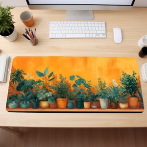 Tapis de bureau végétal, fond de style terre cuite du sud-ouest des amateurs de plantes, décoration de bureau sud-ouest, décoration de bureau mignon, cadeau pour elle