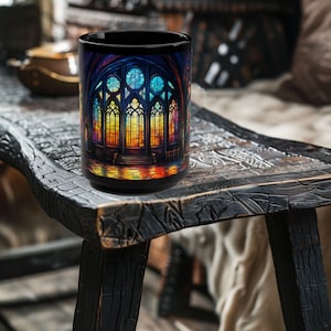 Stunning Stained Glass Chapel Mug, 15oz Coffee Mug, Gothic Art Mug, Church Coffee Cup, Chapel Mug