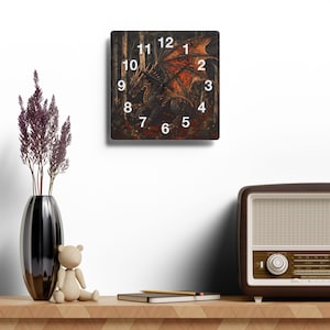Medieval Forest Dragon - Fantasy Acrylic Wall Clock - Unique Clock - DND Gamer Clock - Medieval Clock - Dragon Clock - TCG Gifts