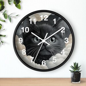 私は猫の時計、トラ猫の壁掛け時計、猫好きへのギフト、猫の時計