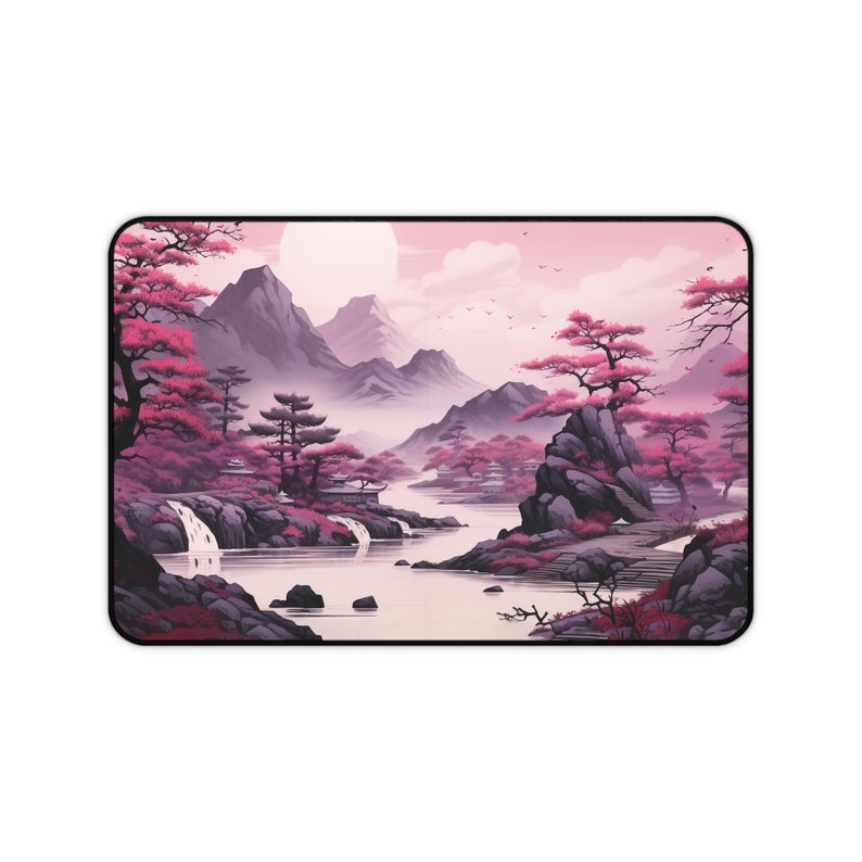 Decorazione da scrivania giapponese rosa da sogno, tappetino da scrivania per giochi, decorazione da scrivania giapponese, tappetino da scrivania giapponese, tappetini per mouse, tappetino da scrivania in neoprene, tappetino per mouse Ukiyo-e immagine 6