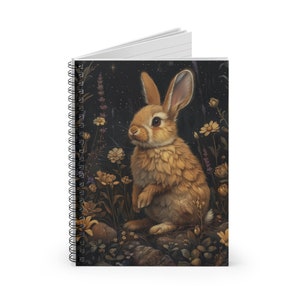 Dark Cottagecore Bunny Rabbit Personal Ruled Line Notebook - Useful as Personal Journal or Diary or For Notes or Grocery Lists image 6