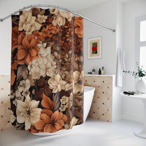 Old World Style, Boho Floral Shower Curtain, Vintage Floral Design, Bathroom Decor, Home Accessory, Gift for Her, Nature Inspired