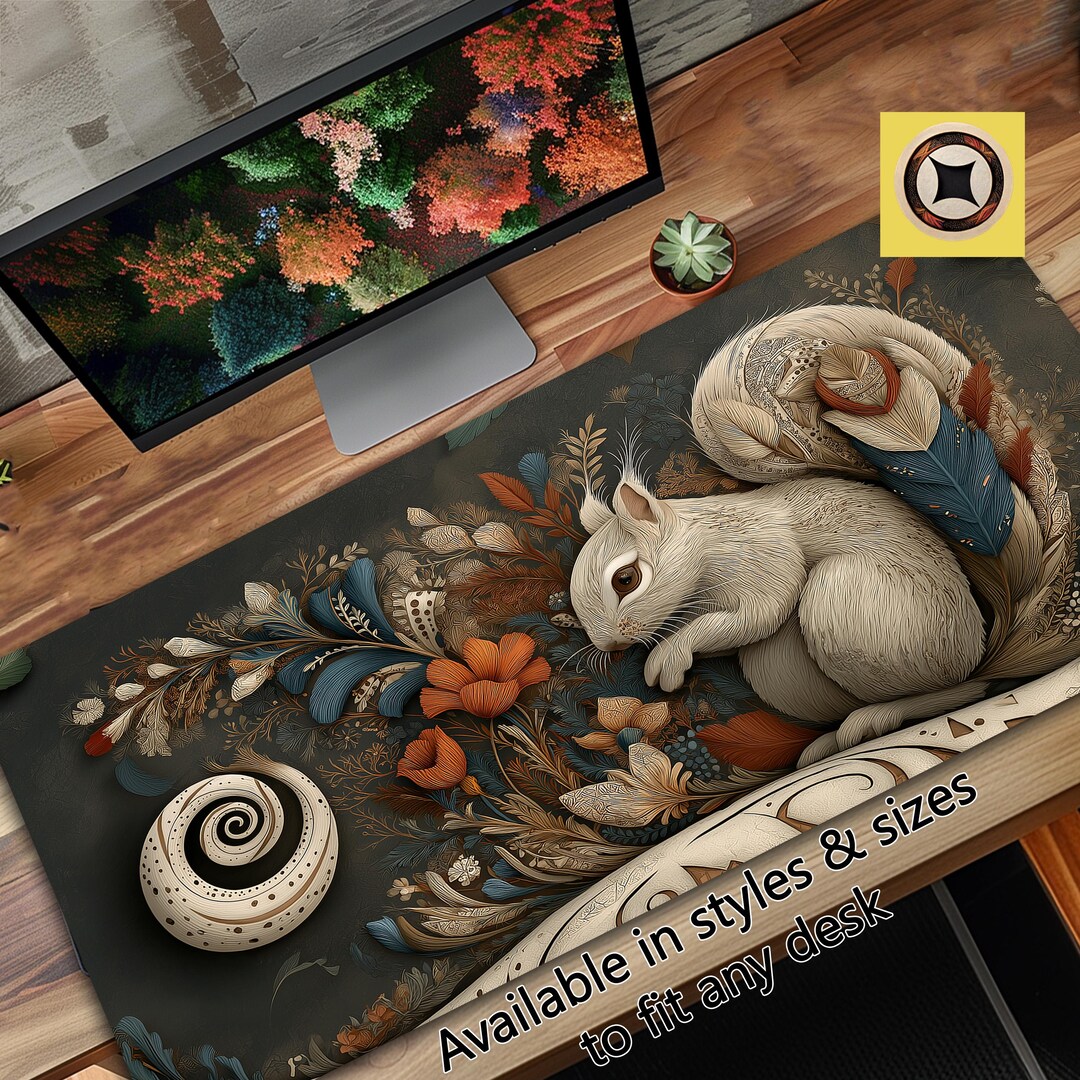 Aztec Squirrel Desk Mat Mousepad XL: Unique Artisan Desk Decor - Etsy