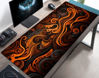 African Abstract Desk Decor, Tribal Desk Decor, Ethnic Office Gifts, African Colors on a Durable Rubber and Microfiber Desk Pad