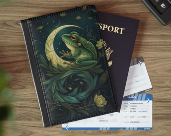 Cute Crescent Moon Frog Passport Book, Passport Cover, Passport Holder, Passport Case, Passport Wallet, Faux Leather Passport Holder