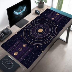 Abstract Celestial Purple Desk Mat, Gaming Accessory, Gaming Mouse Pad, Large Keyboard Mat, Giant Computer Mat, Mousepad, Desk Pad