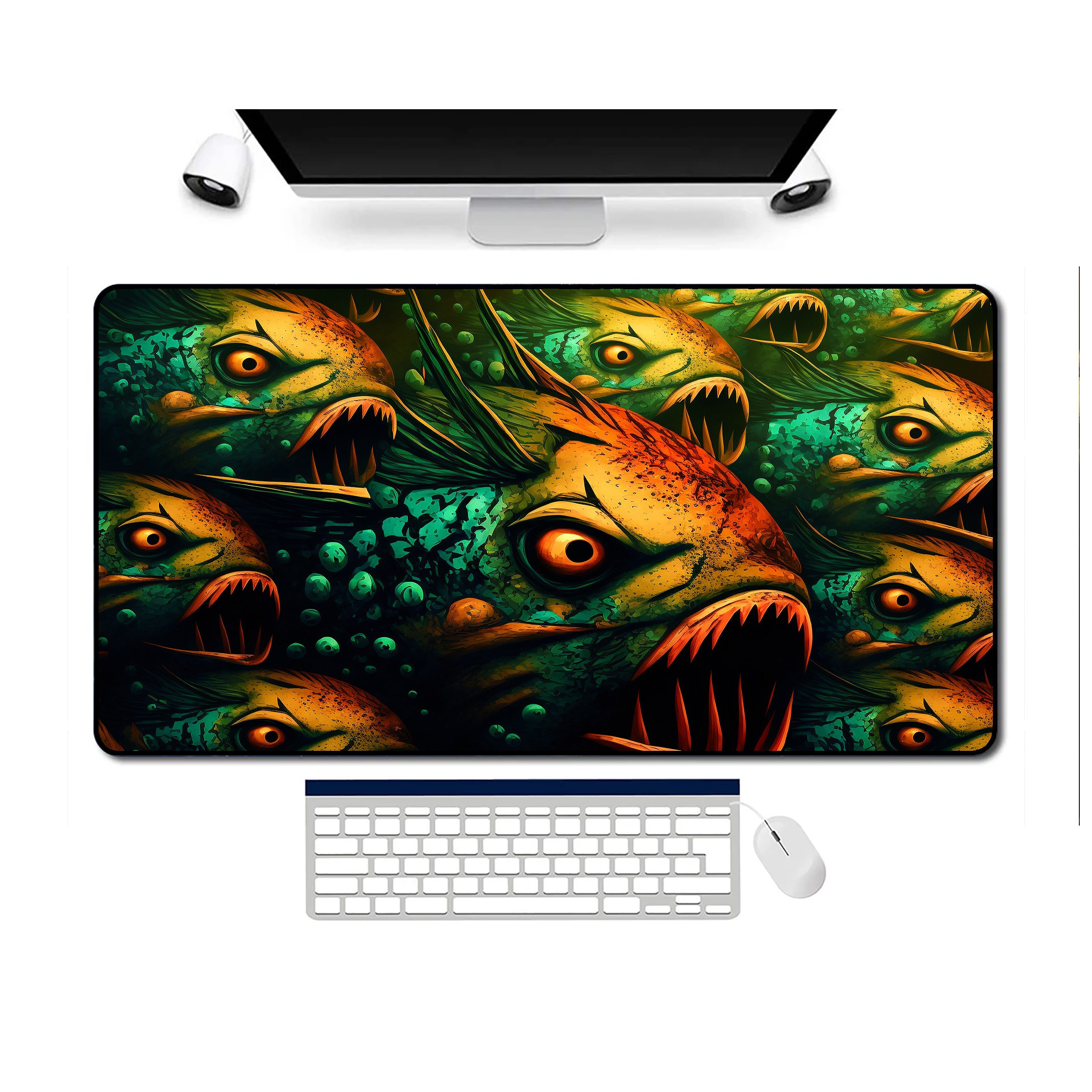 Discover Piranha Gaming Desk Mat Gaming Horror