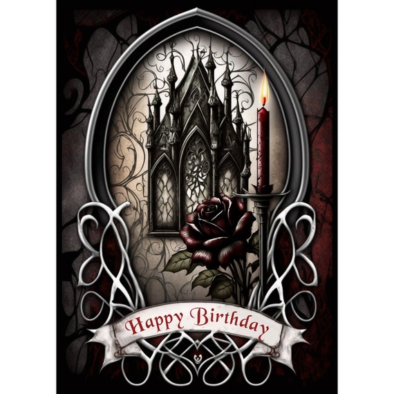 Gotische Grußkarte – Friedhof Grabstein Design, 145x145 Mm, Für Geburtstag & Besondere Anlässe