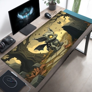 Large Whimsigoth Mousepad, Cute Goth Mouse Pad, Whimsical Goth Gift, Cute Gargoyle Desk Mat, Goth Desk Mat Pad, Card Gaming Playmat