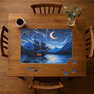 Mystical Night Voyage Puzzle - 120/252/500-Piece, Perfect Gift for Puzzle Lovers, Family Game Night, Cozy Home Decor, Starry Night Theme