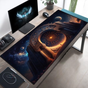 Cosmic Babylon Gamer Mat Gaming Mousepad XL Fantasy Mouse Pad Oversized Gaming Desk Mat Extra Large Desk Pad Game Room Decor
