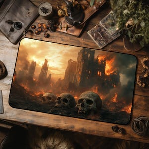 Rovine di Valkenmoor - Tappetino da gioco Fantasy Medieval Apocalypse per giocatori di TCG - Tappetino da gioco da tavolo - Tappetino per carte collezionabili - Regalo per giocatori PC