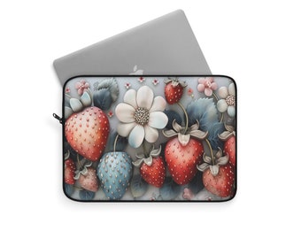 Jolie pochette pour ordinateur portable Kawaii Strawberries, étui pour iPad, housse pour tablette, fourre-tout pour ordinateur