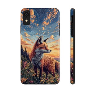 Custodia rigida per iPhone con motivo a volpe rossa, primavera e mattina in montagna, con scocca in policarbonato e rivestimento in gomma per iPhone 7 e versioni successive immagine 4
