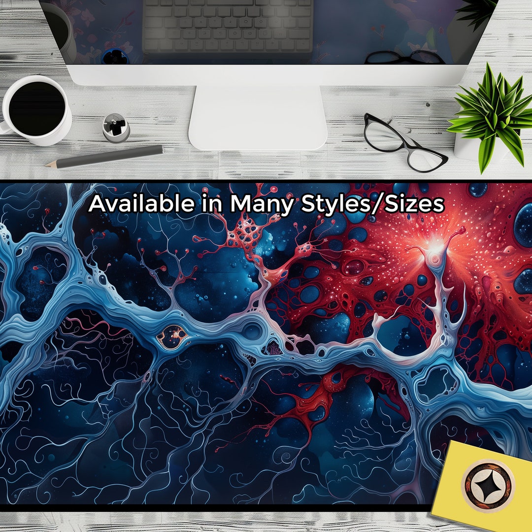 Microscopic Splendor Aesthetic Desk Pad, Neurons Firing Art, Gift for ...