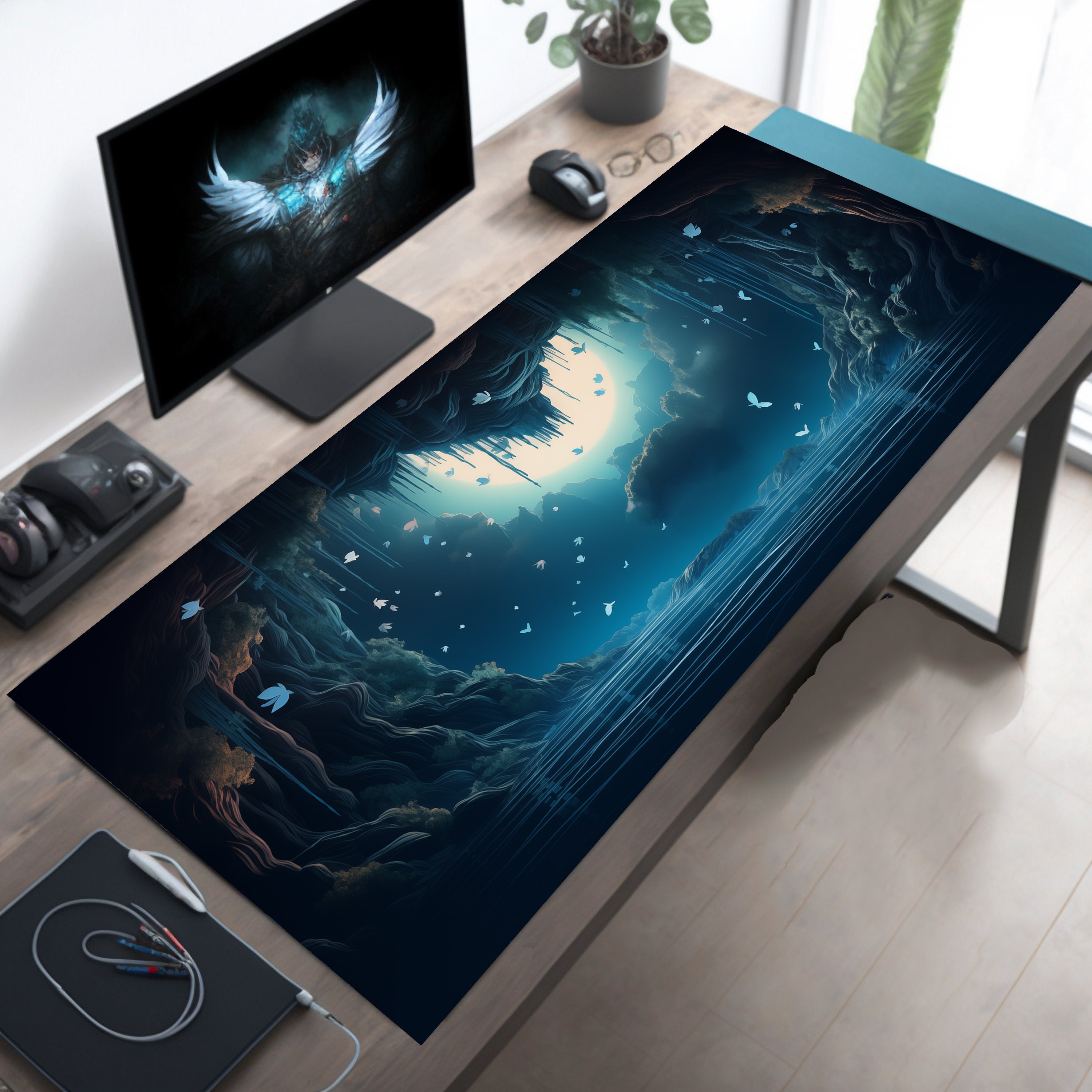 Mystic Blue Caverns Art Desk Mat
