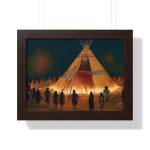 Native American Indian Tipi dansceremonie ingelijste kunst aan de muur afbeelding 3