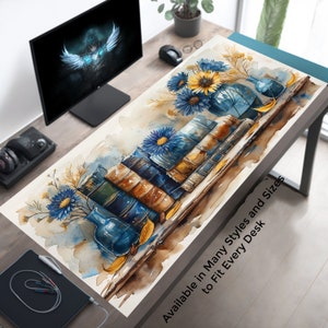 Light Academia Bookish Desk Decor, Book Lovers Desk Mat, Aesthetic Mousepad Watercolor Mouse Pad, Cute Desk Pad, Gift for Book Worms