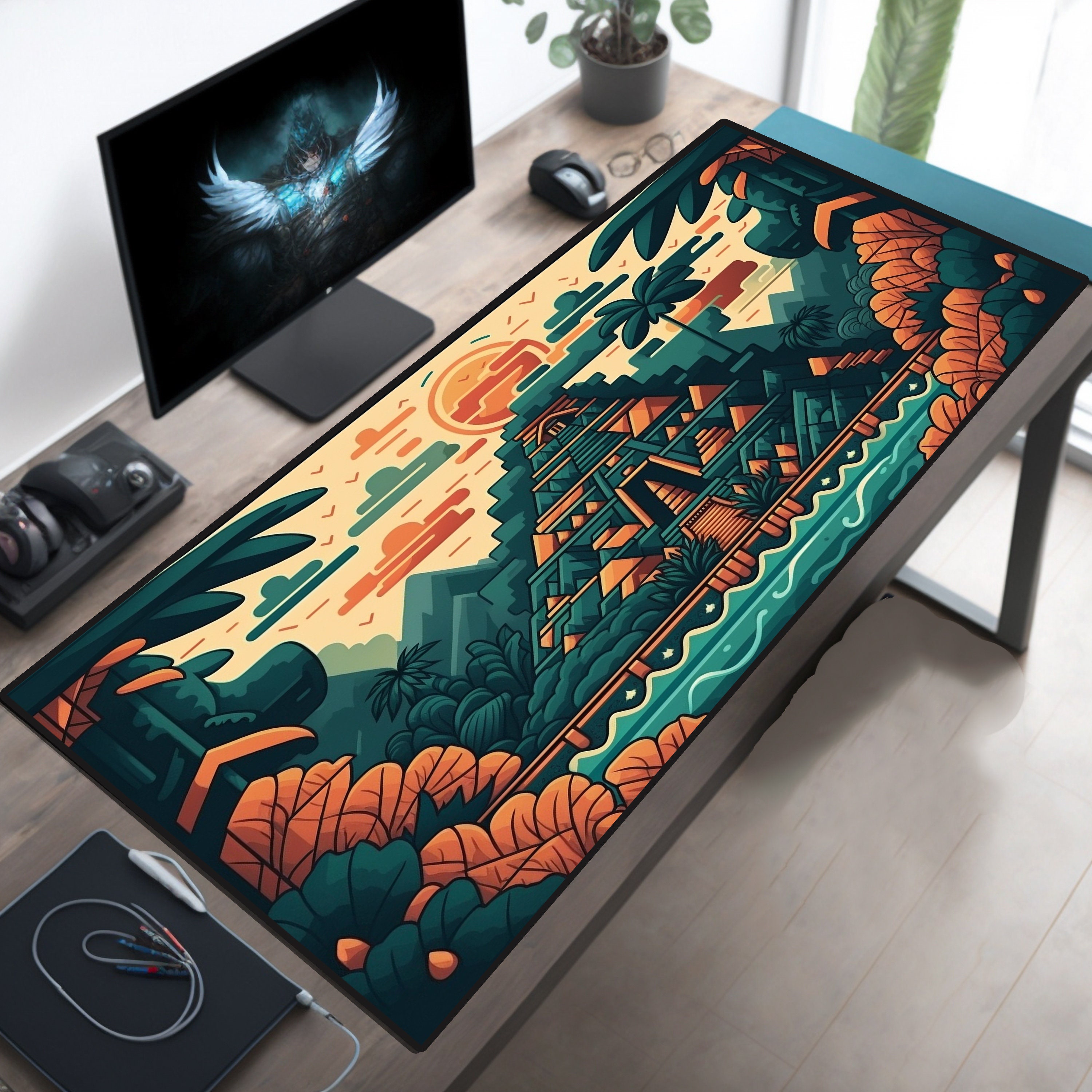 Kawaii Aztec Pattern Mouse Pad and Desk Mat