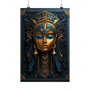 Fantasy Egyptian Queen Poster, Ancient Female Pharoah Wall Art, Egypt Wall Decor, Egyptian Home Decor