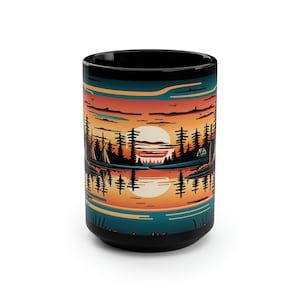 Native American Coffee Mug, 15oz, Indian Coffee Mug, Teepee Coffee Mug, Black Coffee Cup, Aesthetic Tea Cup, Custom Coffee Mug image 2