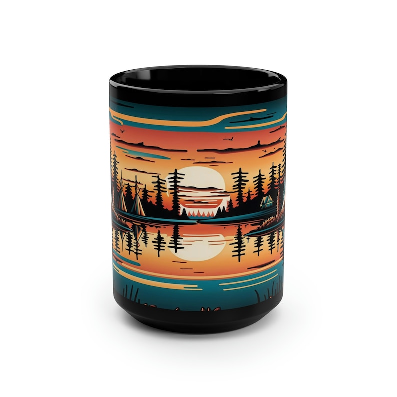 Native American Coffee Mug, 15oz, Indian Coffee Mug, Teepee Coffee Mug, Black Coffee Cup, Aesthetic Tea Cup, Custom Coffee Mug image 2
