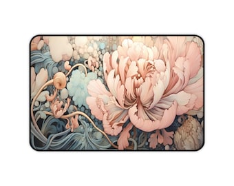 Cute Cosmetic Mat - Pastel Art Deco Flowers Makeup Mat - Vanity Table Mat  - Makeup Organizer - Beauty Mat - Gift for Daughter or Wife