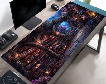 Enchanted Mystic Archive, Library Desk Mat, Witchy Mousepad XL, Dark Academia Desk Pad, Aesthetic Mouse Pad, Gift for Wife