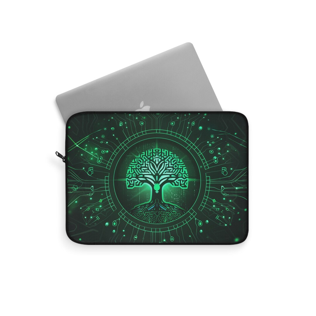 Neon Green Tree of Life and Circuitry, Neon Laptop Sleeve, Celtic ...