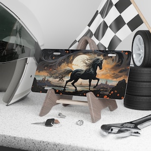Black Horse Vanity License Plate